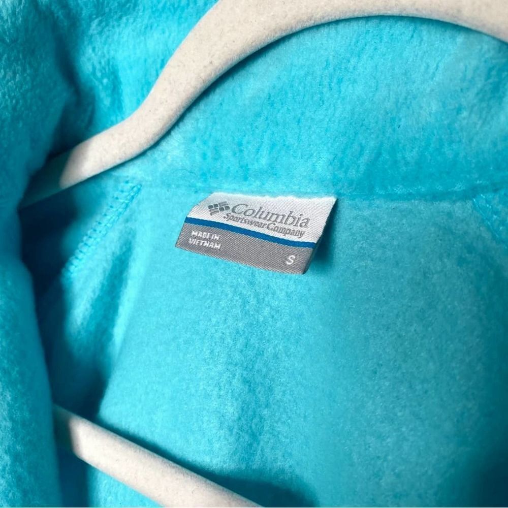 Columbia Full Zip Long Sleeve Mock Neck Fleece Jacket Zipper Pockets Blue Small - Picture 4 of 10